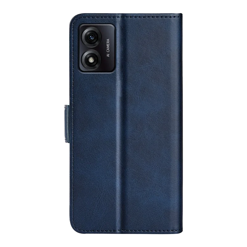 For Motorola Moto E13 4G Anti-Scratch Calf Texture Phone Cover Magnetic Stand Wallet Leather Case - Blue