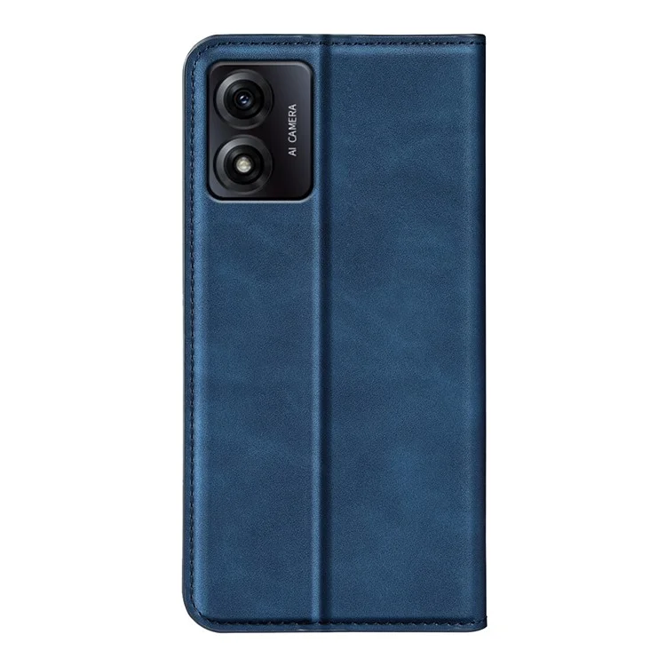 Для Motorola Moto E13 4G PU Leather Stand Wallet Cover Magnetic Skin-touch Feeling Phone Case - Blue