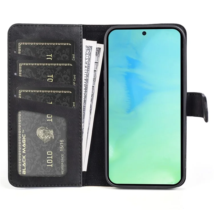 For Honor X8a 4G Funda de teléfono Estuche de cuero de dos colores splicing Stand Cartera Funda de teléfono a prueba de golpes - Negro