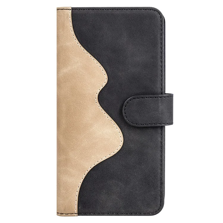 For Honor X8a 4G Funda de teléfono Estuche de cuero de dos colores splicing Stand Cartera Funda de teléfono a prueba de golpes - Negro