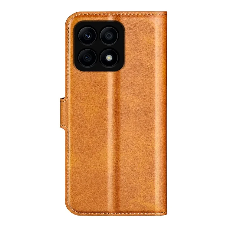 For Honor X8a 4G Textura de Ternera Soporte de Cartera Funda de Piel de Cuero PU Cierre Magnético Cuadrado Tapa Teléfono Cubierta - Amarillo
