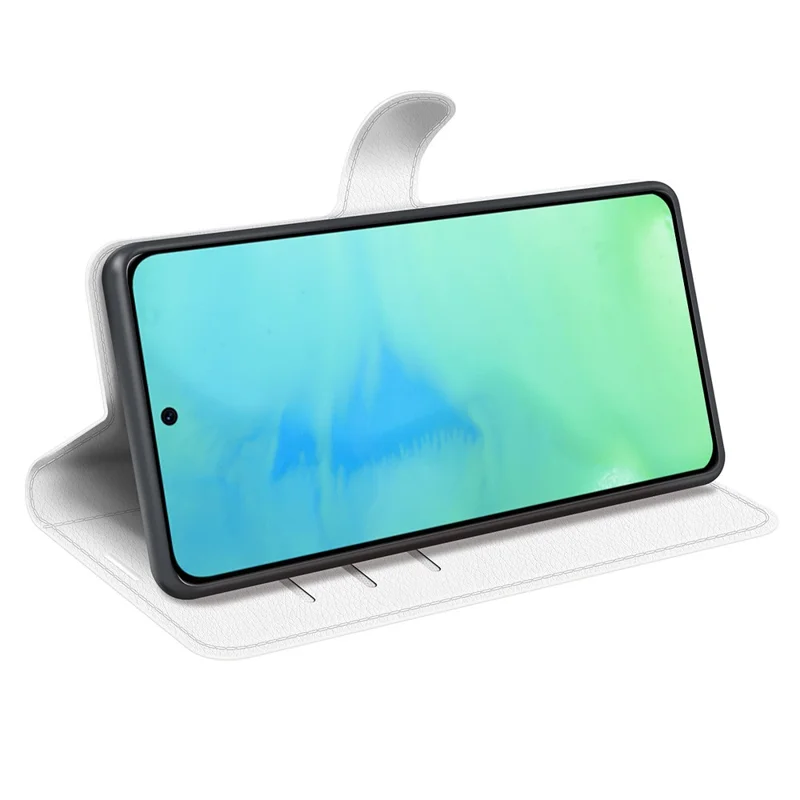 Cell Phone Case Bag for Honor X8a 4G , Litchi Texture Wallet Leather Stand Phone Cover - White