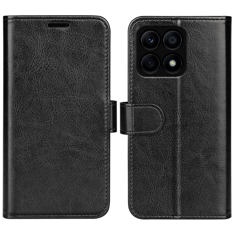 For Honor X8a 4G PU Leather + TPU Funda de cartera Tapa de teléfono Crazy Horse Texture Flip Stand Case - Negro
