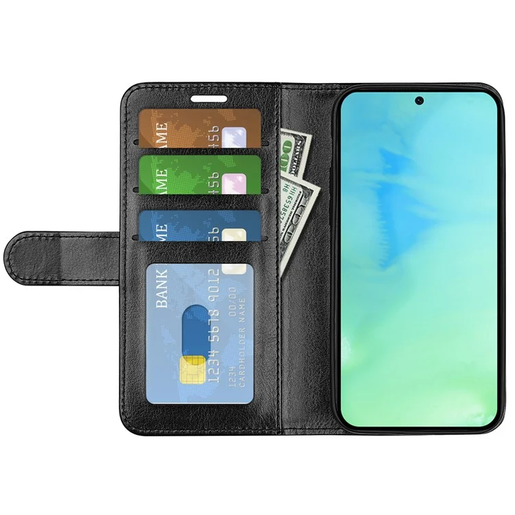 For Honor X8a 4G PU Leather + TPU Funda de cartera Tapa de teléfono Crazy Horse Texture Flip Stand Case - Negro