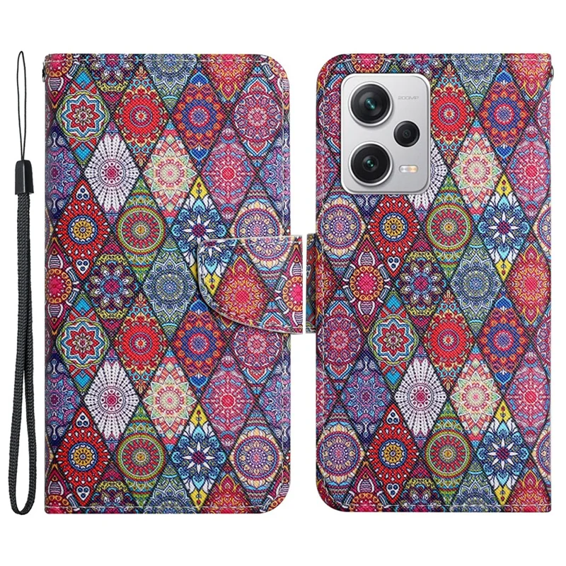 Para Xiaomi Redmi Note 12 Pro 5G / Note 12 Pro Speed 5G / Poco X5 Pro 5G Leather Pattern Wallet Stand Phone Case - Caleidoscópio