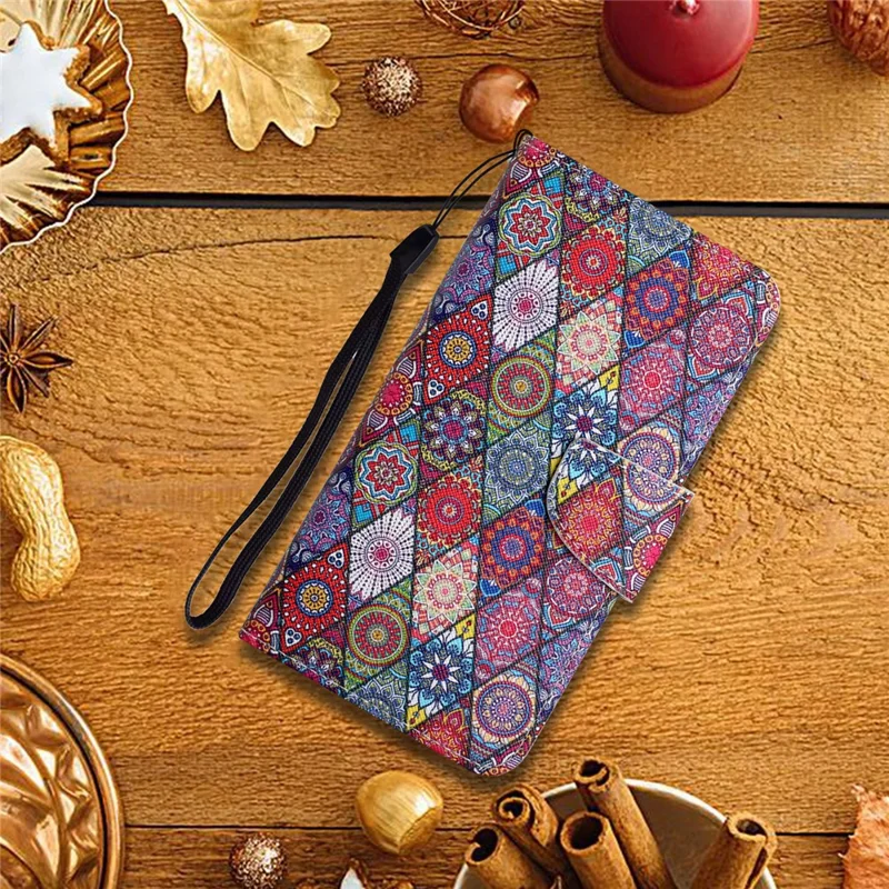 Para Xiaomi Redmi Note 12 Pro 5G / Note 12 Pro Speed 5G / Poco X5 Pro 5G Leather Pattern Wallet Stand Phone Case - Caleidoscópio