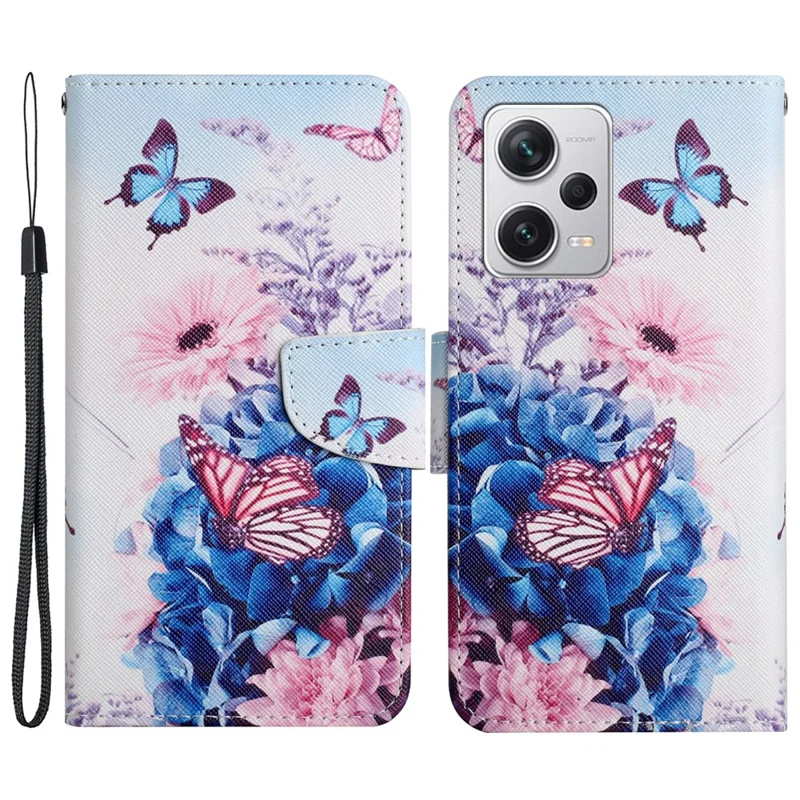 For Xiaomi Redmi Note 12 Pro 5G / Note 12 Pro Speed 5G / Poco X5 Pro 5G Leather Pattern Wallet Stand Phone Case - Purple Butterflies