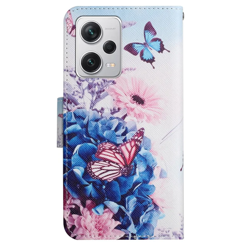 For Xiaomi Redmi Note 12 Pro 5G / Note 12 Pro Speed 5G / Poco X5 Pro 5G Leather Pattern Wallet Stand Phone Case - Purple Butterflies