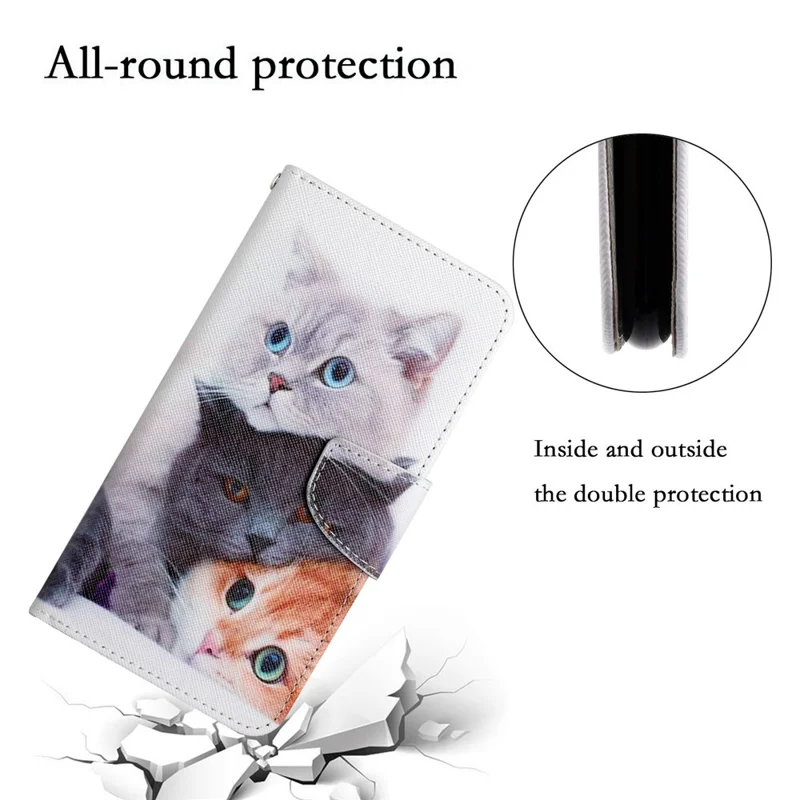 Pour Xiaomi Redmi Note 12 Pro 5G / Note 12 Pro Speed 5G / Poco X5 Pro 5G Étui de téléphone portefeuille en cuir à motif - Trois chats
