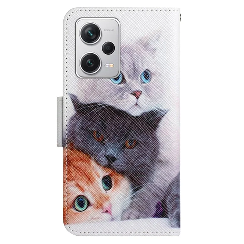 Pour Xiaomi Redmi Note 12 Pro 5G / Note 12 Pro Speed 5G / Poco X5 Pro 5G Étui de téléphone portefeuille en cuir à motif - Trois chats