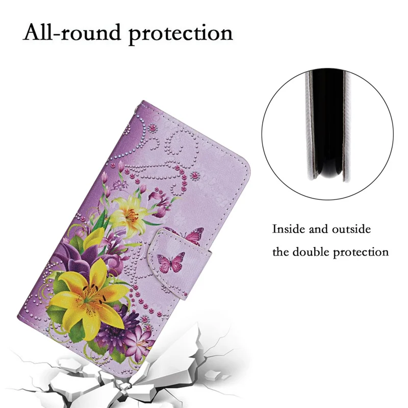 For Xiaomi Redmi Note 12 Pro 5G / Note 12 Pro Speed 5G / Poco X5 Pro 5G Leather Pattern Wallet Stand Phone Case - Yellow Flowers / Butterflies