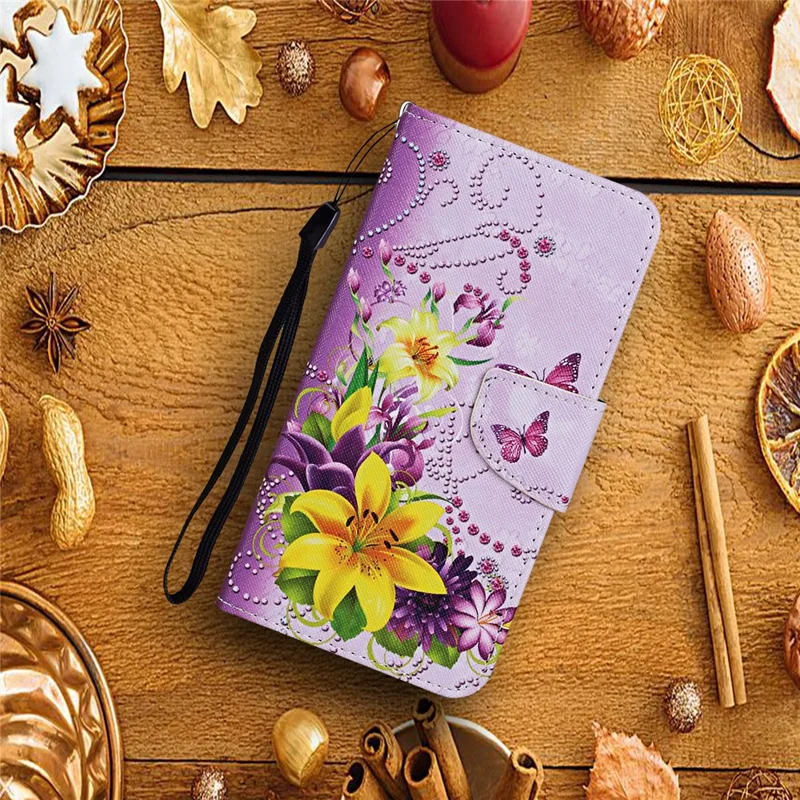 For Xiaomi Redmi Note 12 Pro 5G / Note 12 Pro Speed 5G / Poco X5 Pro 5G Leather Pattern Wallet Stand Phone Case - Yellow Flowers / Butterflies