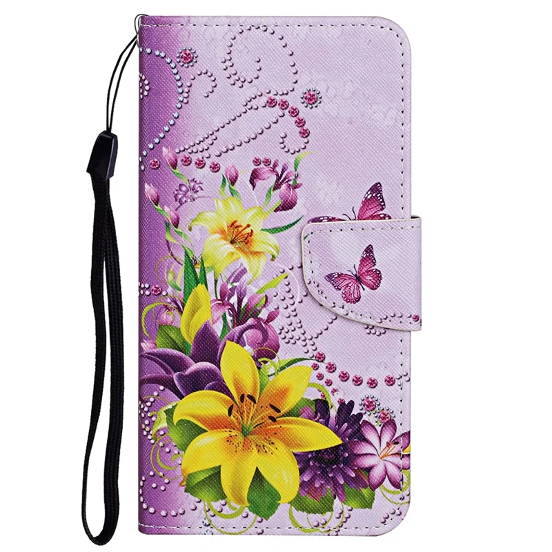For Xiaomi Redmi Note 12 Pro 5G / Note 12 Pro Speed 5G / Poco X5 Pro 5G Leather Pattern Wallet Stand Phone Case - Yellow Flowers / Butterflies