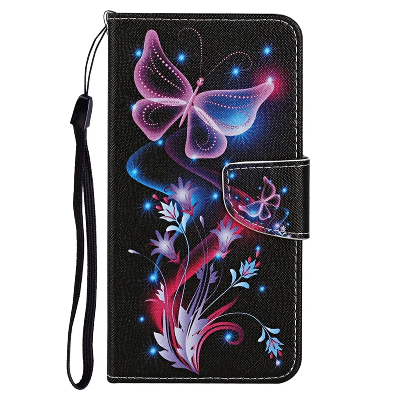 Für Xiaomi Redmi Note 12 Pro 5G / Note 12 Pro Speed 5G / Poco X5 Pro 5G Lederstruktur-Brieftasche-Ständer-Handyhülle - Leuchtende Schmetterlinge