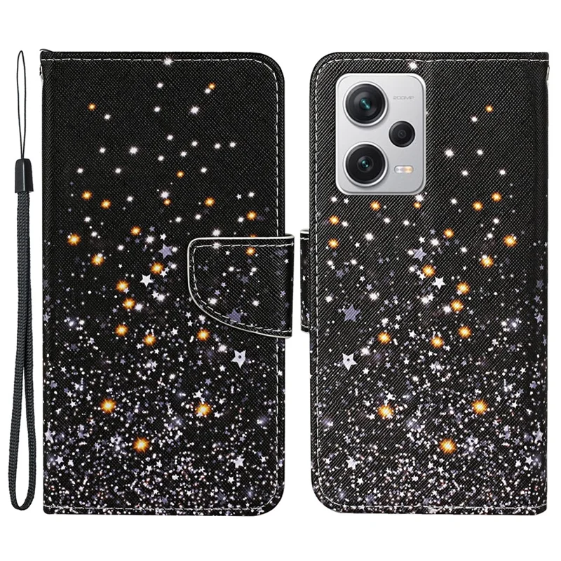 For Xiaomi Redmi Note 12 Pro 5G / Note 12 Pro Speed 5G / Poco X5 Pro 5G Leather Pattern Wallet Stand Phone Case - Shattered Stars