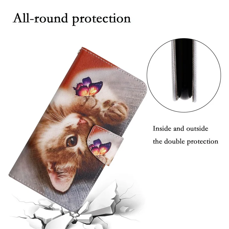 Para Xiaomi Redmi Note 12 Pro 5G / Note 12 Pro Speed 5G / Poco X5 Pro 5G Leather Pattern Wallet Stand Phone Case - Borboleta / Gato