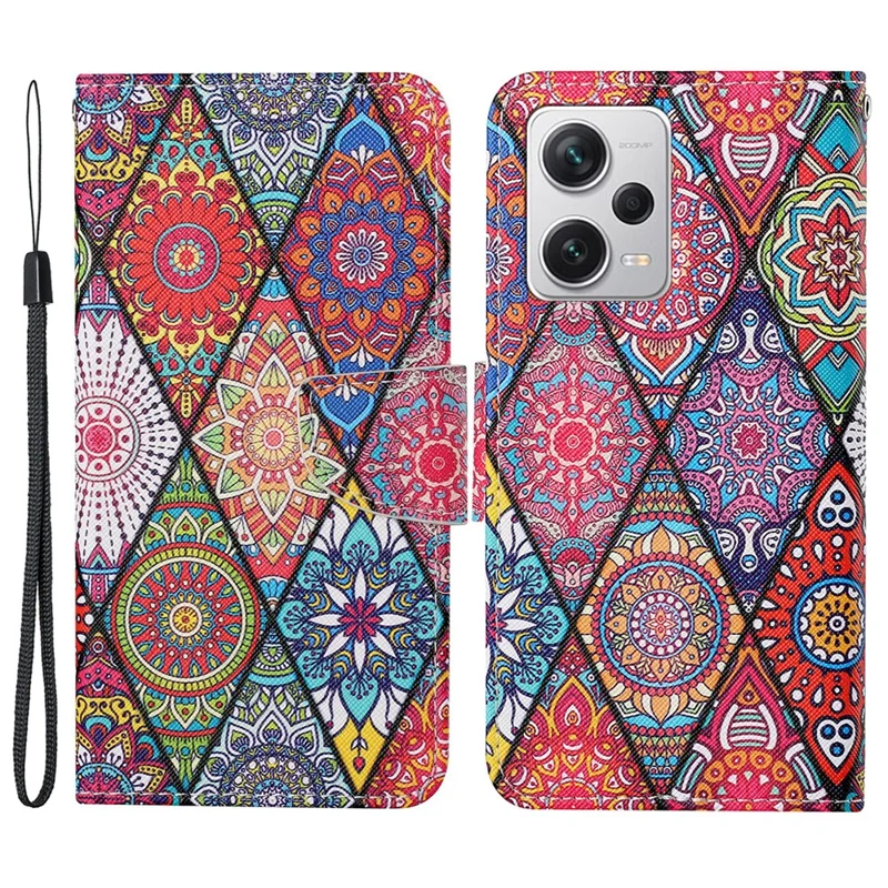 For Xiaomi Redmi Note 12 Pro 5G / Note 12 Pro Speed 5G / Poco X5 Pro 5G Leather Pattern Wallet Stand Phone Case - Rhombus / Totem