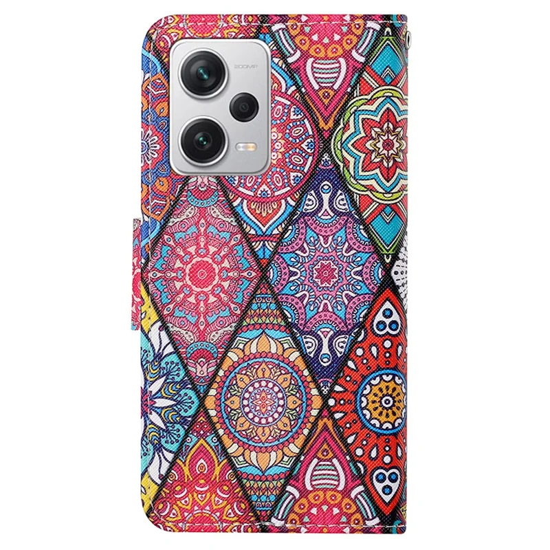 For Xiaomi Redmi Note 12 Pro 5G / Note 12 Pro Speed 5G / Poco X5 Pro 5G Leather Pattern Wallet Stand Phone Case - Rhombus / Totem