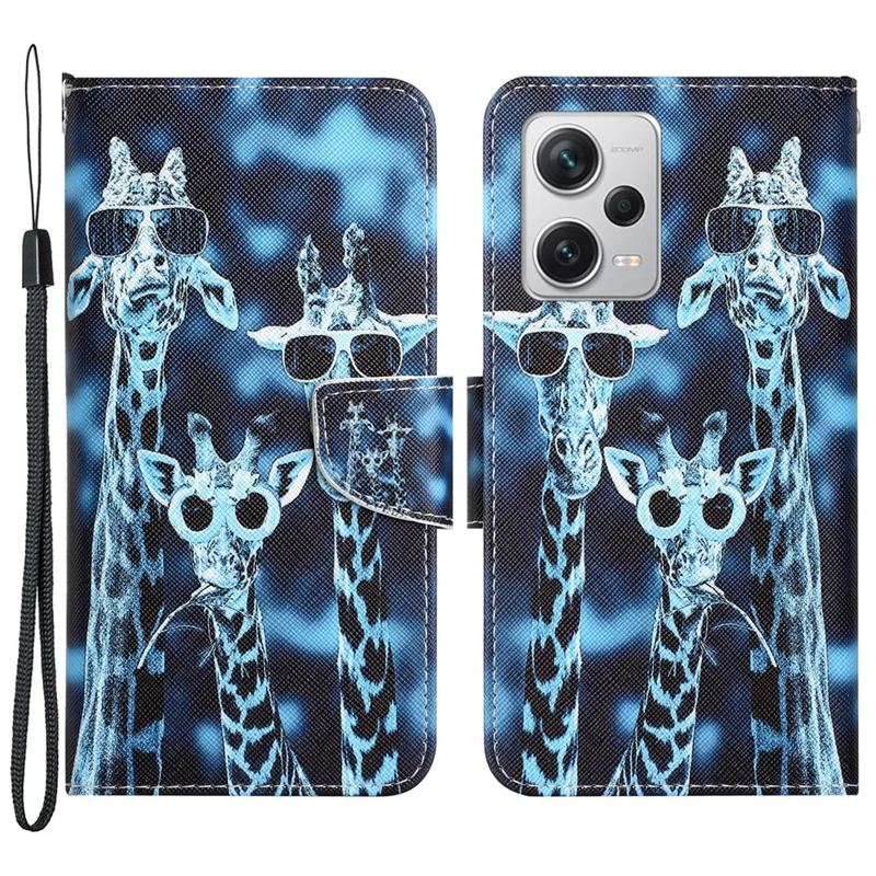 For Xiaomi Redmi Note 12 Pro 5G / Note 12 Pro Speed 5G / Poco X5 Pro 5G PU Leather Stand Pattern Phone Case with Wallet - Giraffes