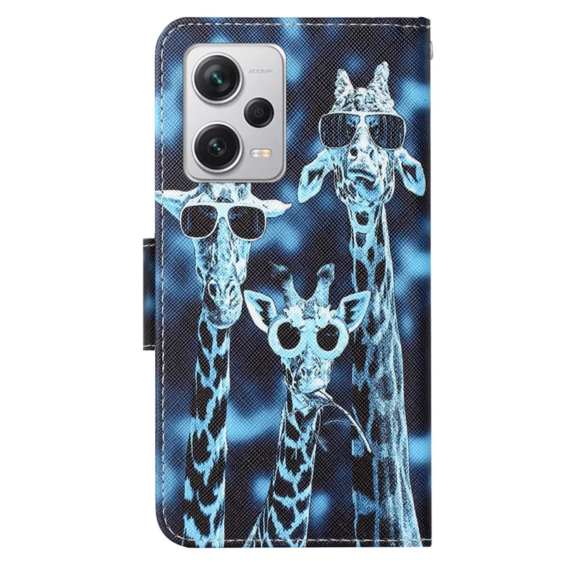 For Xiaomi Redmi Note 12 Pro 5G / Note 12 Pro Speed 5G / Poco X5 Pro 5G PU Leather Stand Pattern Phone Case with Wallet - Giraffes