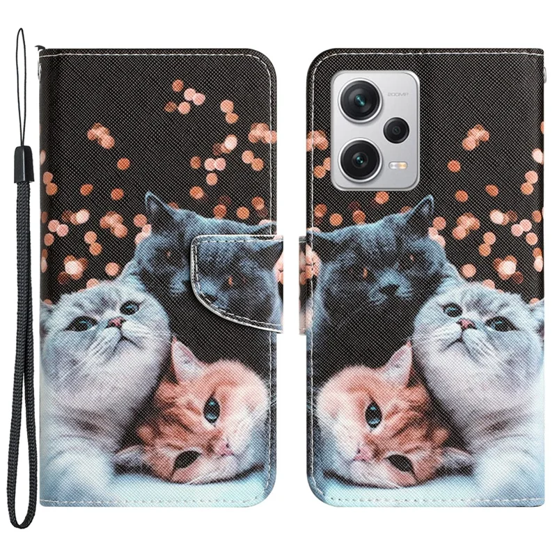 Per Xiaomi Redmi Note 12 Pro 5G / Note 12 Pro Speed 5G / Poco X5 Pro 5G Custodia per telefono in pelle PU con supporto a motivo - Gatti