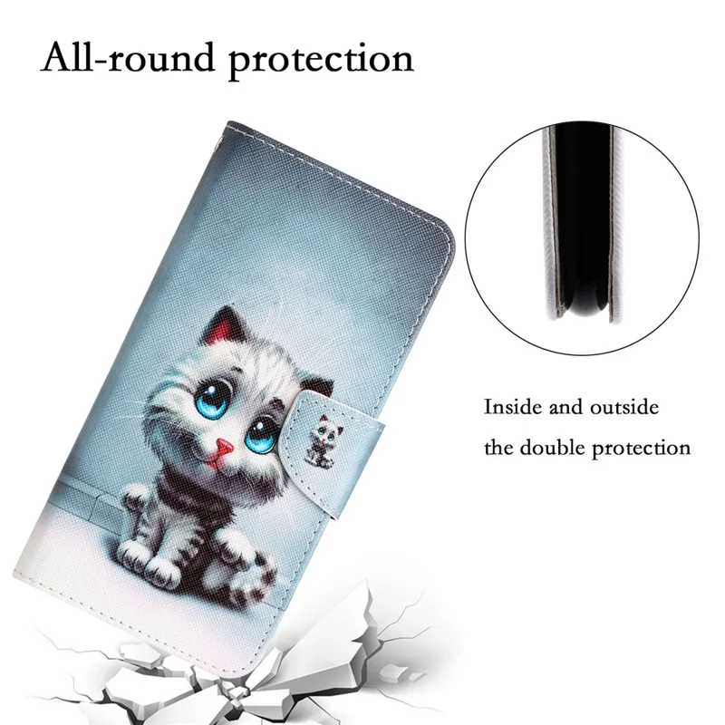 For Xiaomi Redmi Note 12 Pro 5G / Note 12 Pro Speed 5G / Poco X5 Pro 5G PU Leather Stand Pattern Phone Case with Wallet - Blue Eyes Cat