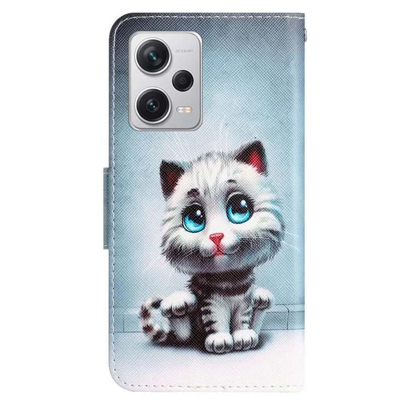 For Xiaomi Redmi Note 12 Pro 5G / Note 12 Pro Speed 5G / Poco X5 Pro 5G PU Leather Stand Pattern Phone Case with Wallet - Blue Eyes Cat