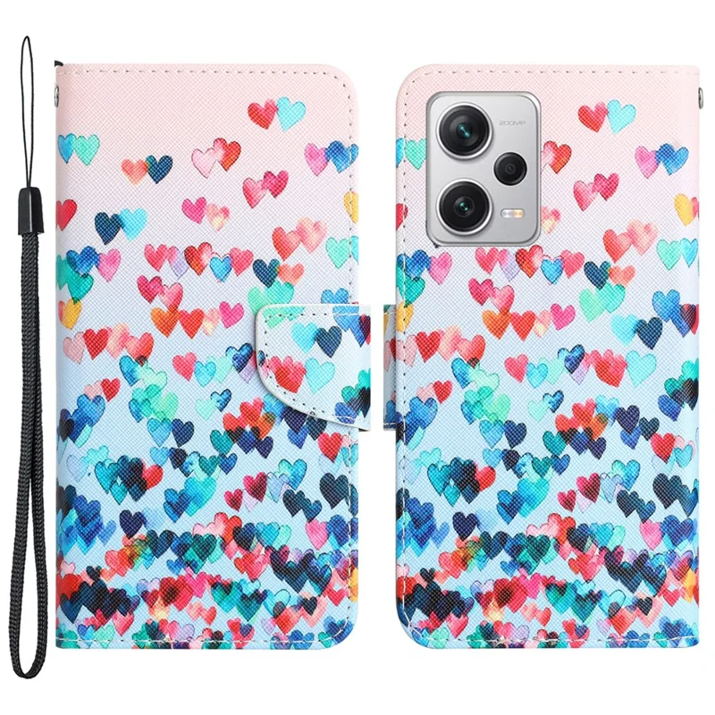 For Xiaomi Redmi Note 12 Pro 5G / Note 12 Pro Speed 5G / Poco X5 Pro 5G PU Leather Stand Pattern Phone Case with Wallet - Love Heart