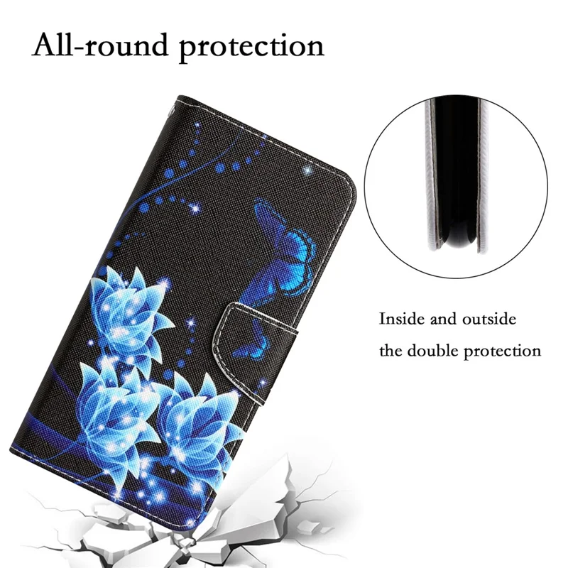 For Xiaomi Redmi Note 12 Pro 5G / Note 12 Pro Speed 5G / Poco X5 Pro 5G PU Leather Stand Pattern Phone Case with Wallet - Blue Butterfly