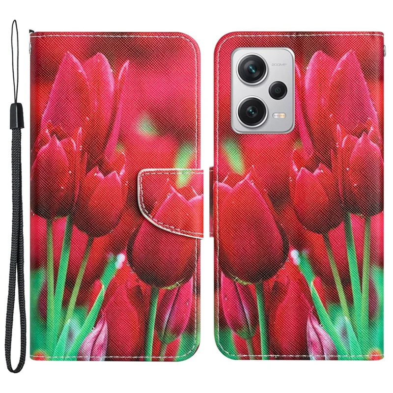 Pour Xiaomi Redmi Note 12 Pro 5G / Note 12 Pro Speed 5G / Poco X5 Pro 5G Étui de téléphone en cuir PU avec support - Tulipe