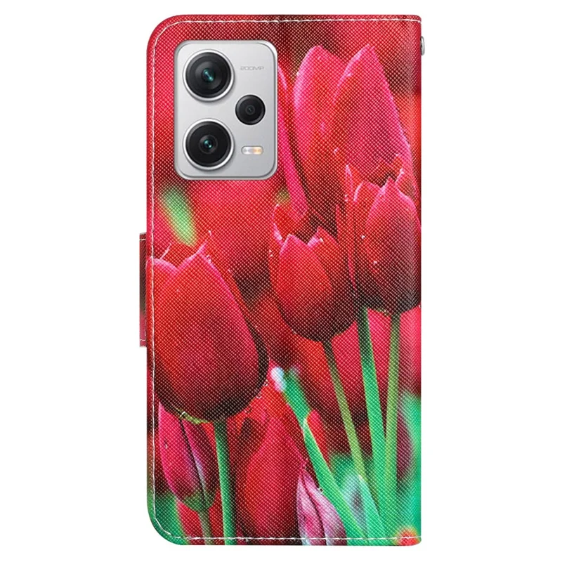 Pour Xiaomi Redmi Note 12 Pro 5G / Note 12 Pro Speed 5G / Poco X5 Pro 5G Étui de téléphone en cuir PU avec support - Tulipe