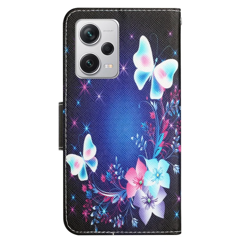 For Xiaomi Redmi Note 12 Pro 5G / Note 12 Pro Speed 5G / Poco X5 Pro 5G PU Leather Stand Pattern Phone Case with Wallet - Butterfly