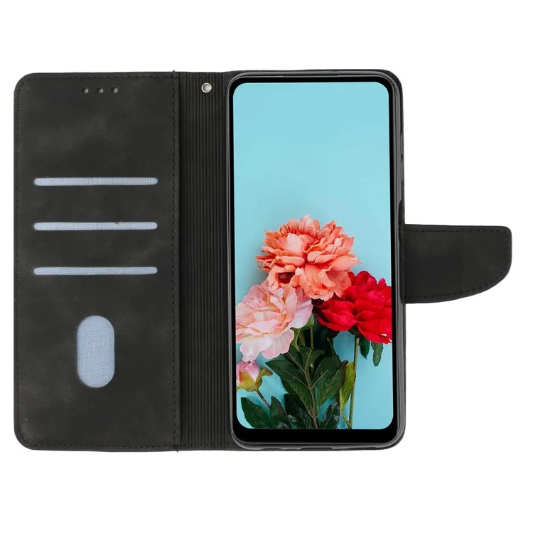 For Samsung Galaxy A24 4G (162.1 x 77.6 x 8.3mm) Solid Color Protective Flip Phone Case Wallet Stand Leather Cell Phone Cover - Black
