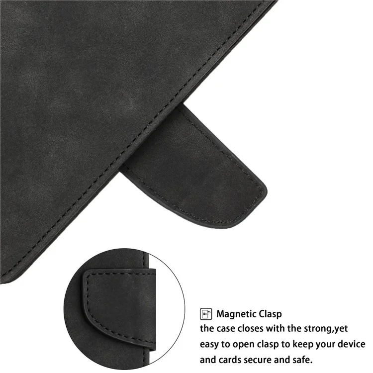 For Samsung Galaxy A24 4G (162.1 x 77.6 x 8.3mm) Solid Color Protective Flip Phone Case Wallet Stand Leather Cell Phone Cover - Black