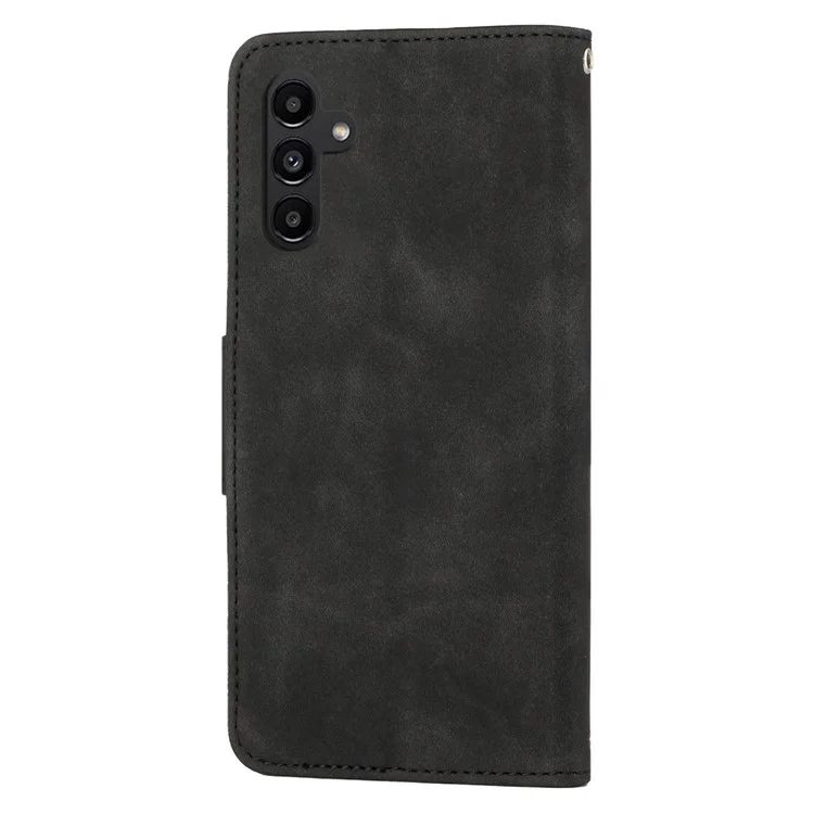 For Samsung Galaxy A24 4G (162.1 x 77.6 x 8.3mm) Solid Color Protective Flip Phone Case Wallet Stand Leather Cell Phone Cover - Black