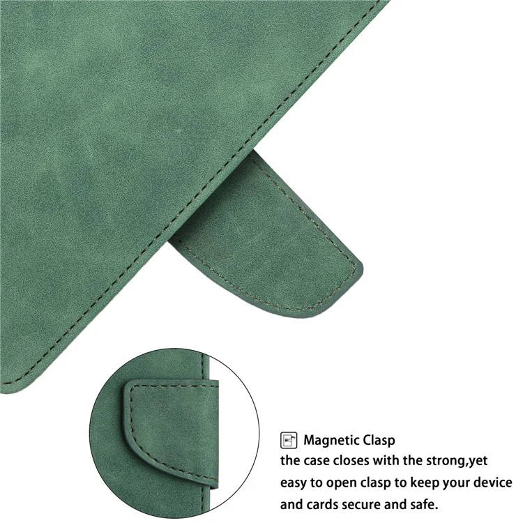 For Samsung Galaxy A24 4G (162.1 x 77.6 x 8.3mm) Solid Color Protective Flip Phone Case Wallet Stand Leather Cell Phone Cover - Green