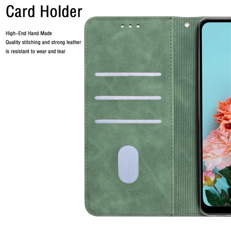 For Samsung Galaxy A24 4G (162.1 x 77.6 x 8.3mm) Solid Color Protective Flip Phone Case Wallet Stand Leather Cell Phone Cover - Green