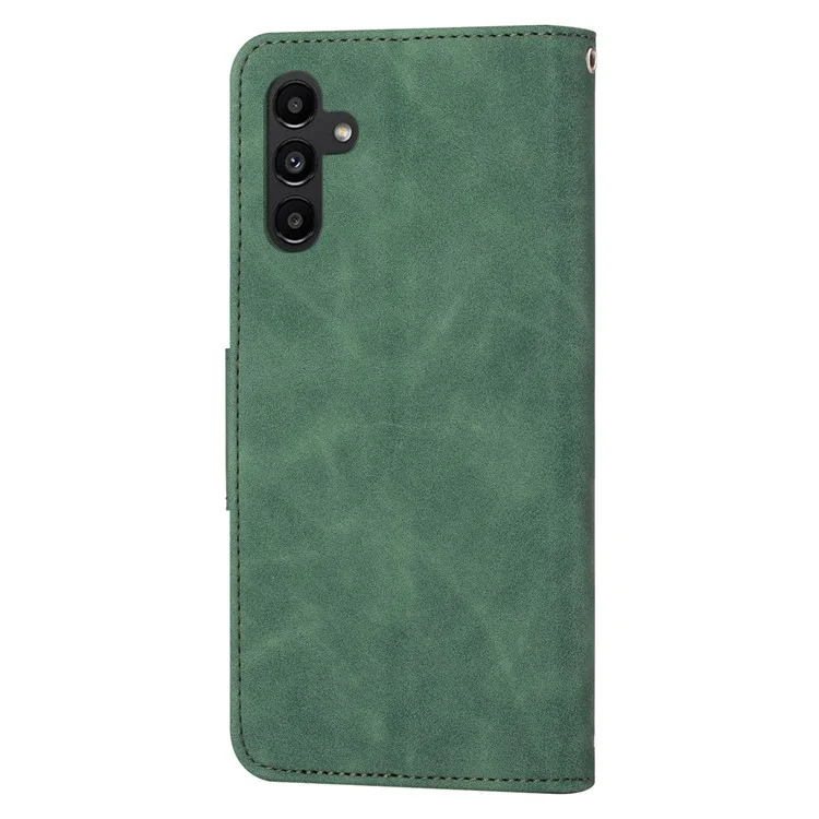 For Samsung Galaxy A24 4G (162.1 x 77.6 x 8.3mm) Solid Color Protective Flip Phone Case Wallet Stand Leather Cell Phone Cover - Green