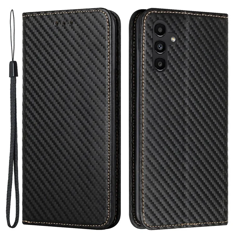For Samsung Galaxy A24 4G (162.1 x 77.6 x 8.3mm) Full Protection PU Leather Phone Case Magnetic Phone Cover with Stand Wallet - Black
