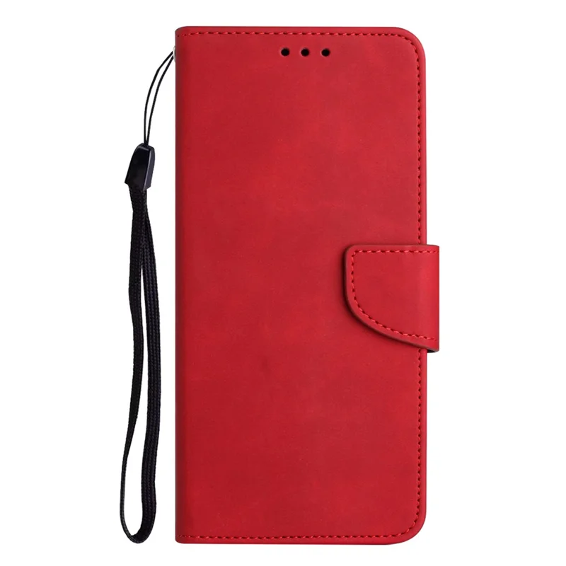 For Xiaomi Redmi 12C 4G Full Protection Phone Case Solid Color Wallet Stand Leather Phone Cover - Red