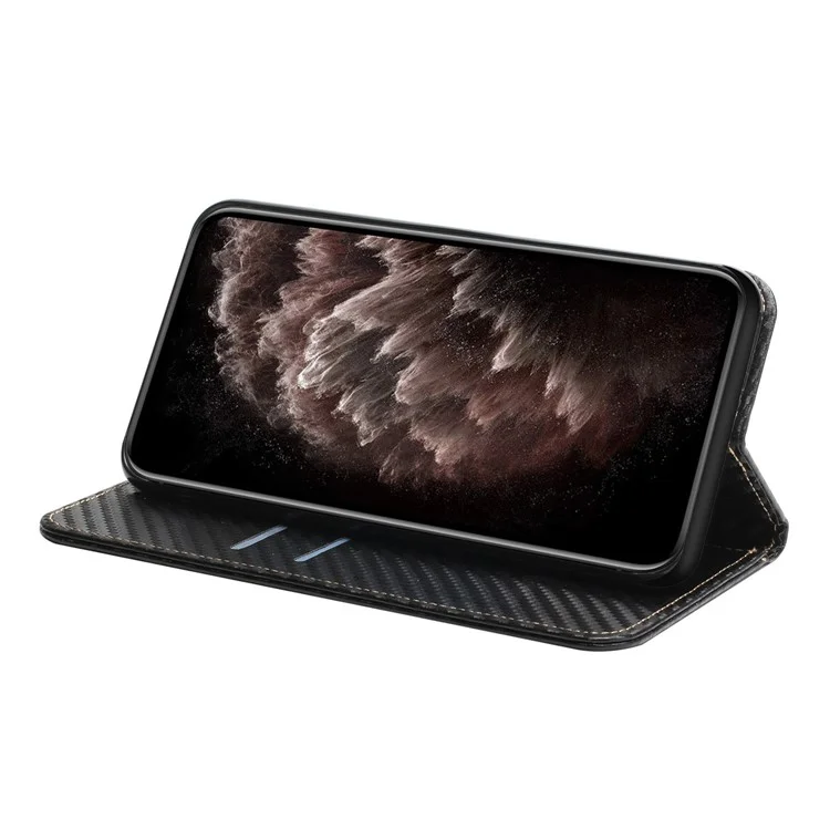 Magnetic Phone Cover For Xiaomi Redmi 12C 4G Shockproof PU Leather Cell Phone Case with Stand Wallet - Black