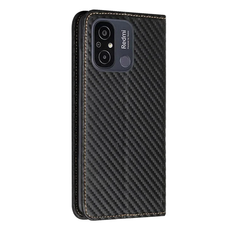 Magnetic Phone Cover For Xiaomi Redmi 12C 4G Shockproof PU Leather Cell Phone Case with Stand Wallet - Black