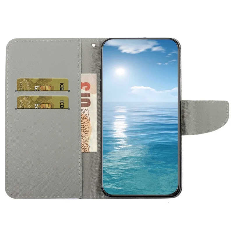 For Xiaomi Redmi 12C 4G PU Leather Flip Phone Case Pattern Printing Stand Wrist Strap Wallet Cover - Chrysanthemum