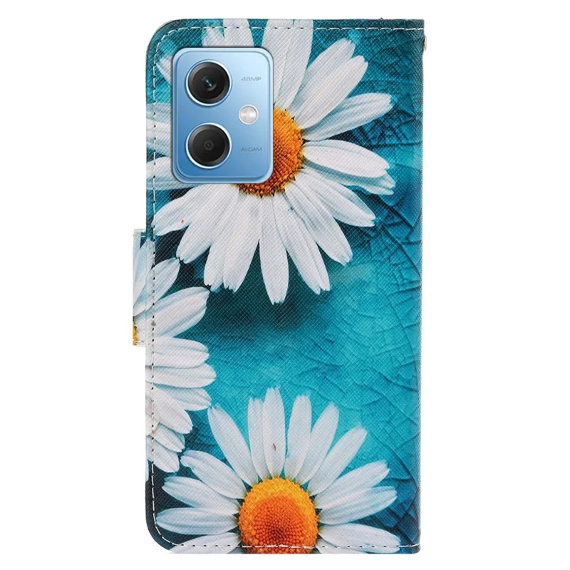 For Xiaomi Redmi Note 12 5G (Global) / (India) / (China) / Poco X5 5G PU Leather Pattern Printing Phone Case with Wallet Stand - Chrysanthemum