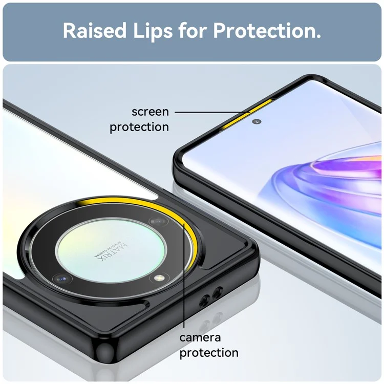 Pour Honor Magic5 Lite 5G / X40 5G / X9a 5G Coque de téléphone en TPU + acrylique antichoc et protectrice - Noir