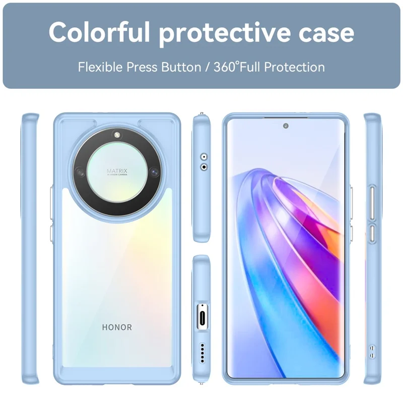 For Honor Magic5 Lite 5G / X40 5G / X9a 5G Clear Phone Case TPU + Acrylic Shockproof Protective Cover - Blue