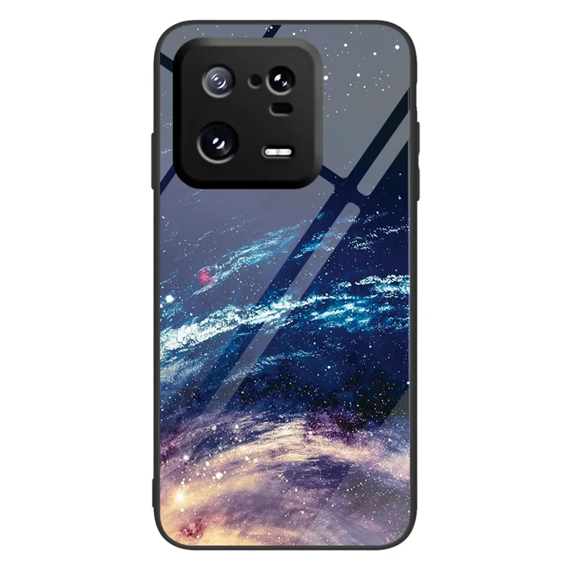 For Xiaomi 13 Pro 5G Cell Phone Case Pattern Printing Tempered Glass+PC+TPU Protective Phone Cover - The Milky Way