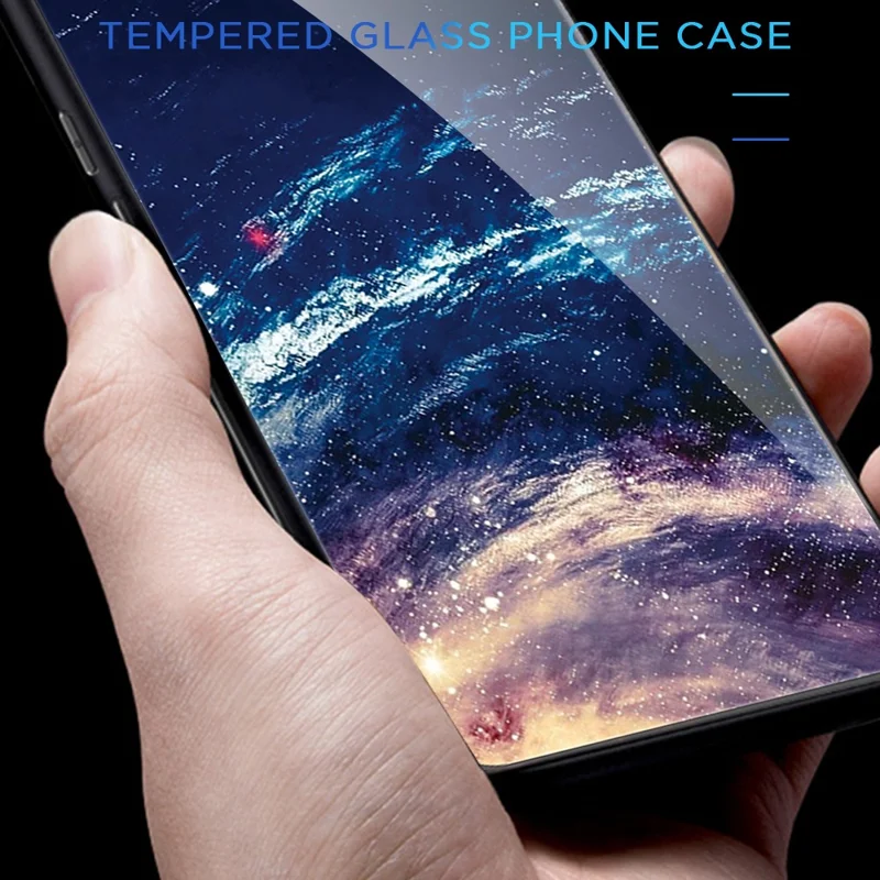 For Samsung Galaxy A34 5G Pattern Printing Phone Case Tempered Glass+PC+TPU Protective Phone Cover - For Love  /  Black