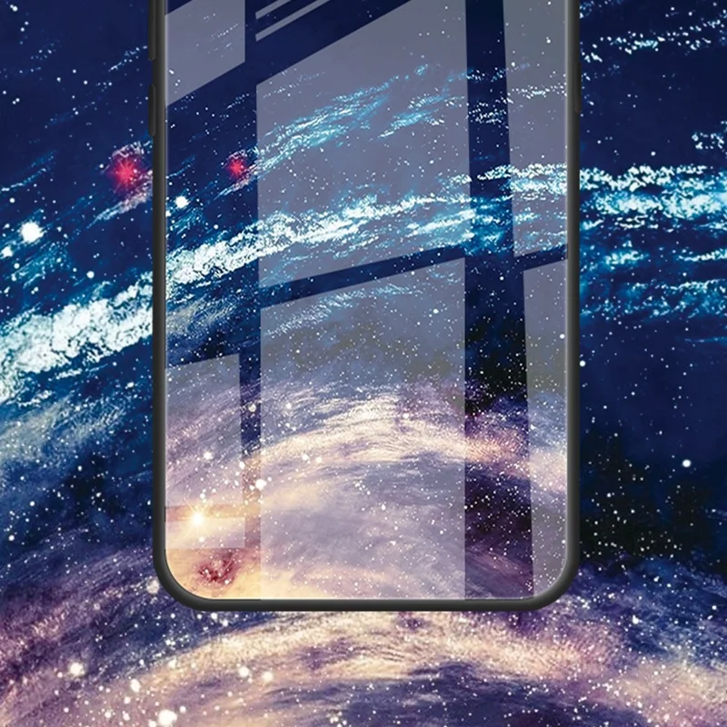 For Samsung Galaxy A34 5G Pattern Printing Phone Case Tempered Glass+PC+TPU Protective Phone Cover - For Love  /  Black