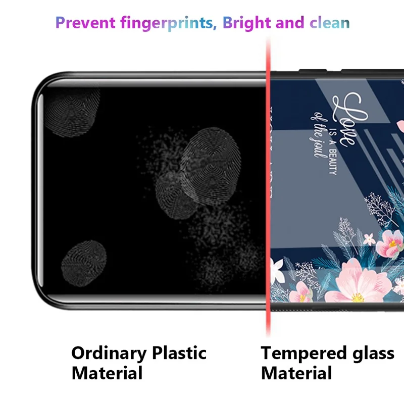 For Samsung Galaxy A34 5G Pattern Printing Phone Case Tempered Glass+PC+TPU Protective Phone Cover - For Love  /  Black
